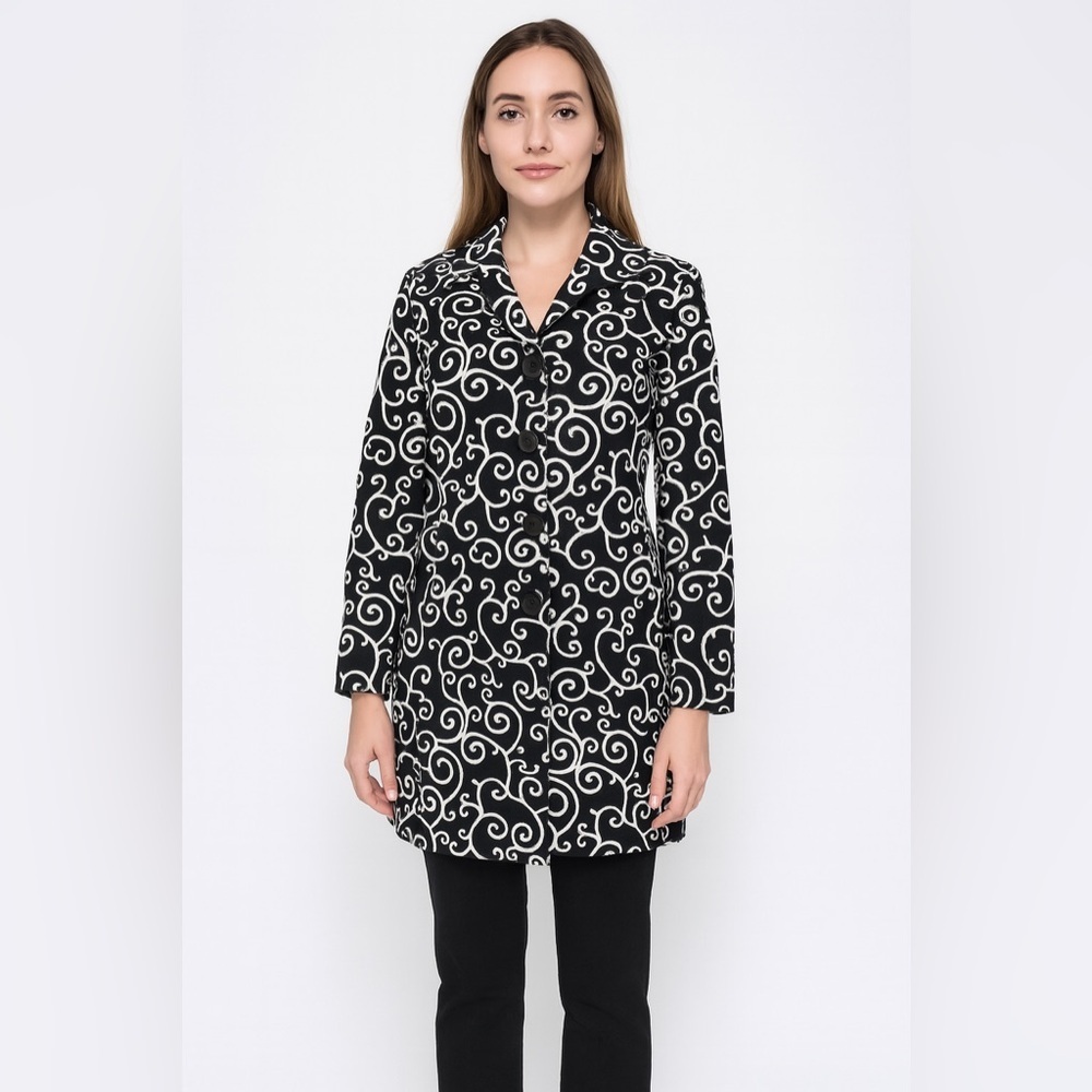 Charter Club Printed 100% Cotton Trench Coat Size 4 NWOT Statement Fall Jacket